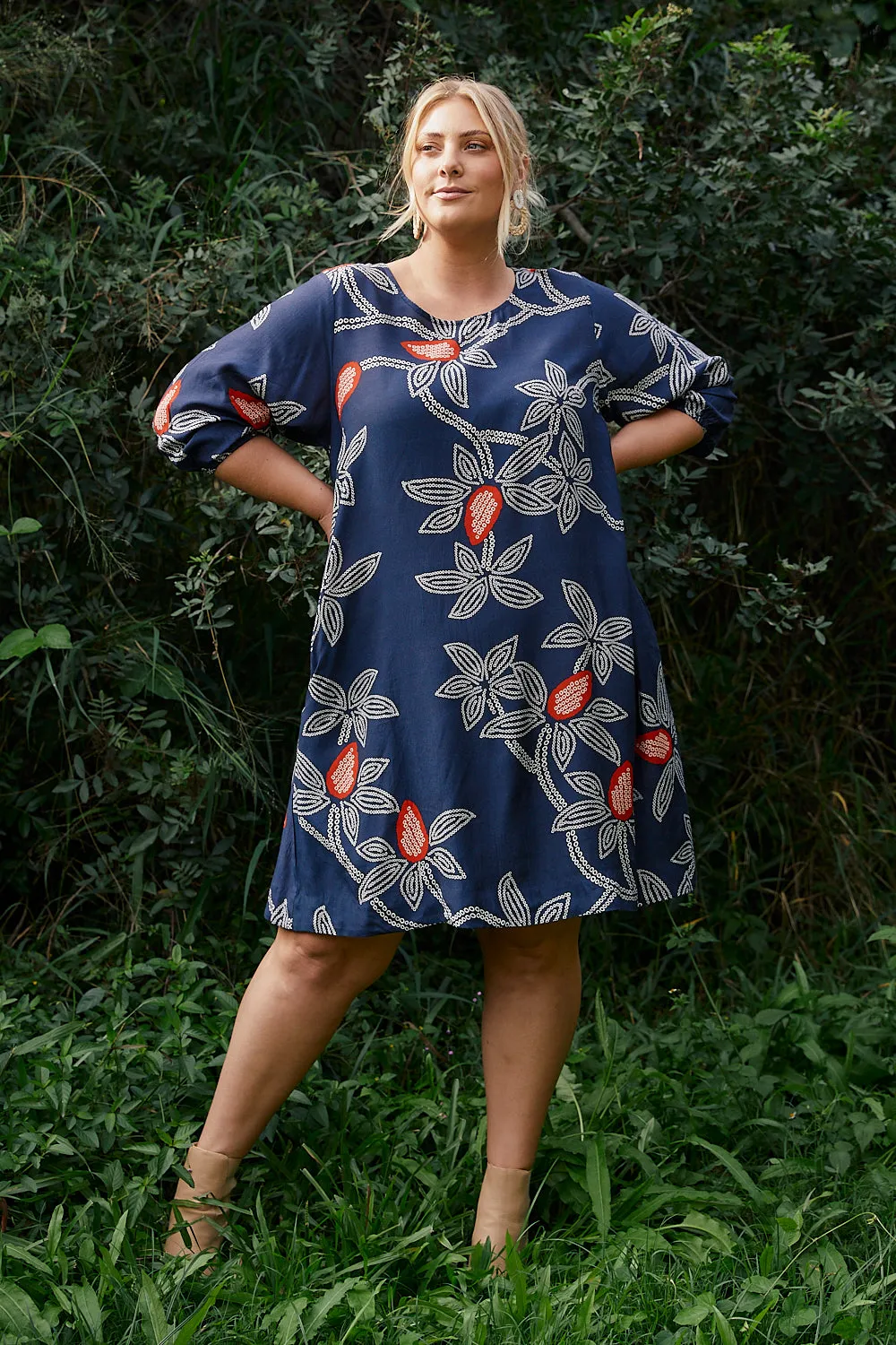 Hazel Short Shift Dress in Ikebana sold by Adrift product image thumbnail 4
