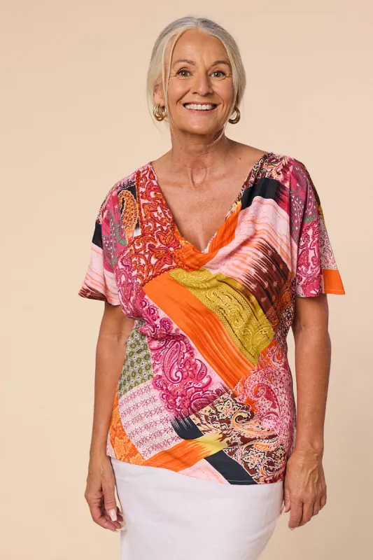 Sass Cowl Neck Top in Via Milano sold by Adrift