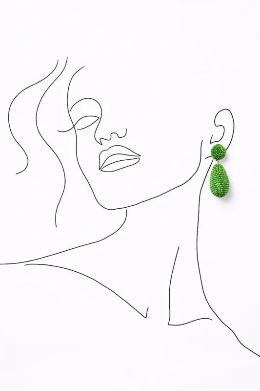 Cocoon Beaded Earrings in Green sold by Adrift