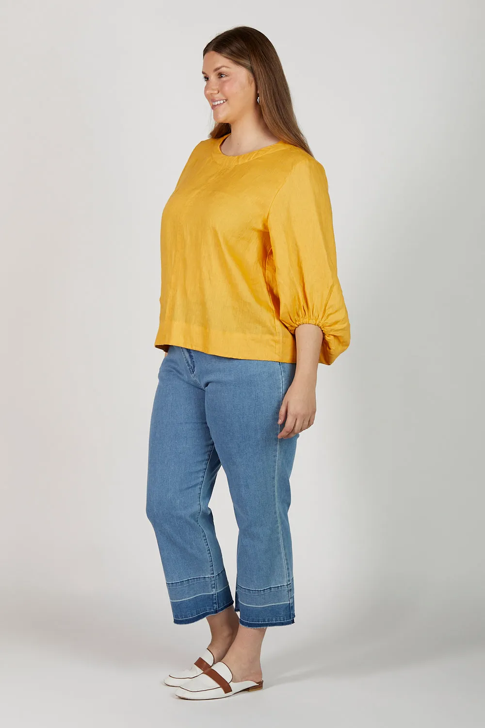 Audrey Linen Shift Blouse in Golden Hour sold by Adrift product image thumbnail 5