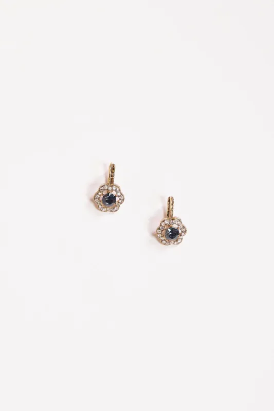 Crystal Flower Earrings in Antique Gold sold by Adrift