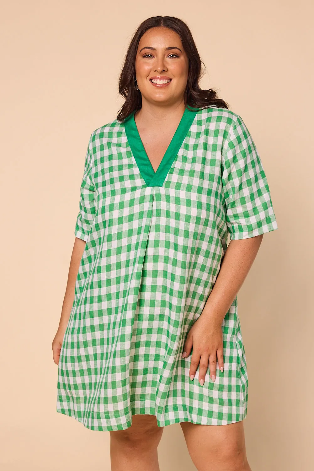 Kora A-Line Linen Dress in Treviso Green sold by Adrift product image thumbnail 5
