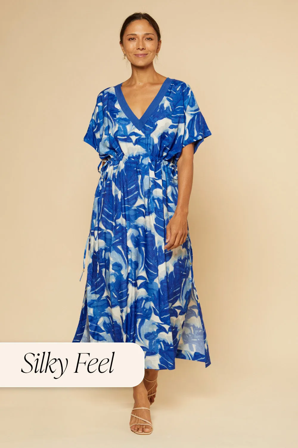 Tasha Maxi Kaftan Dress in Bora Bora sold by Adrift