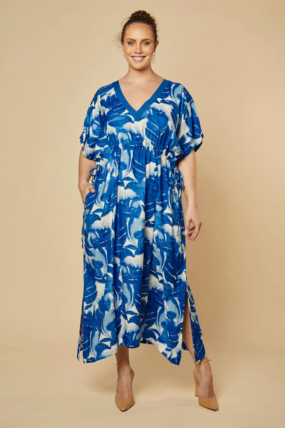 Tasha Maxi Kaftan Dress in Bora Bora sold by Adrift product image thumbnail 5