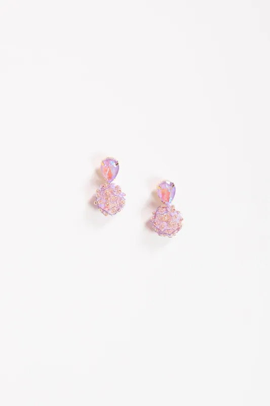 Stone Top Flower Ball Earrings in Violet sold by Adrift