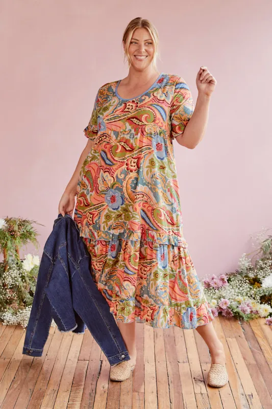 Sabre Frill Dress in Kensington sold by Adrift