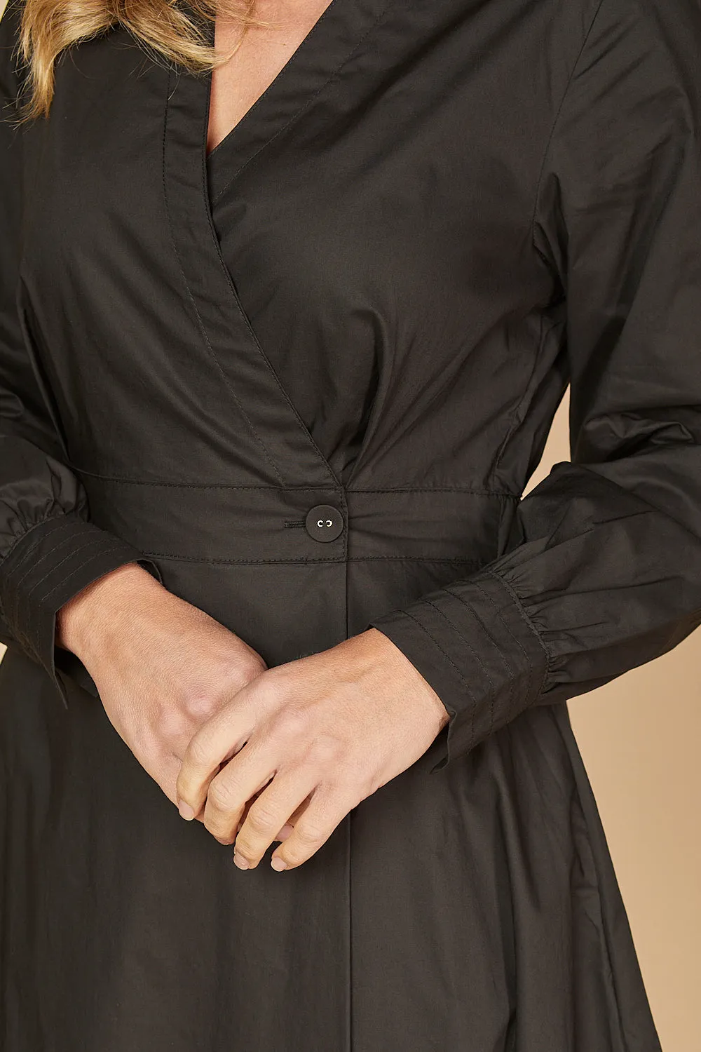 Wendy Poplin Wrap Dress in Black sold by Adrift product image thumbnail 3