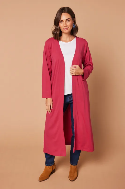 Long Line Drape Cardigan in Pink sold by Adrift