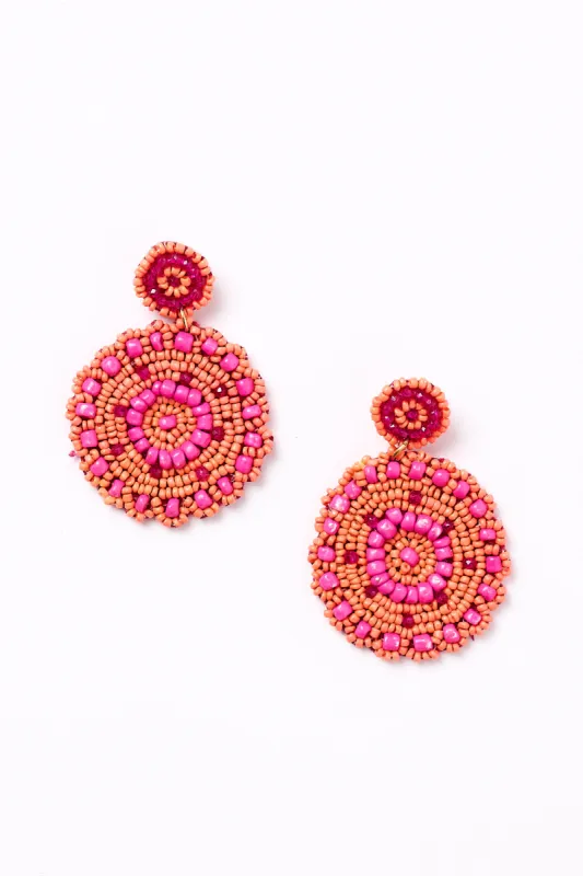 Boho Beaded Earrings in Orange and Hot Pink sold by Adrift