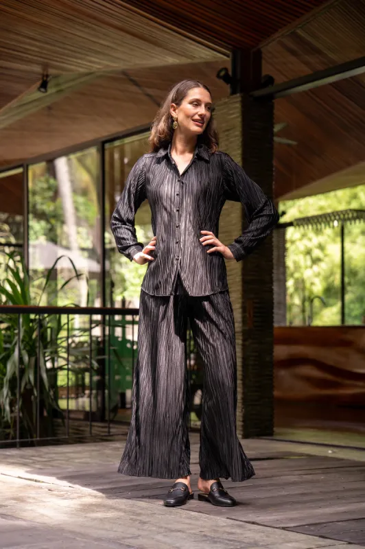 Breezy Plisse Pant in Black sold by Adrift