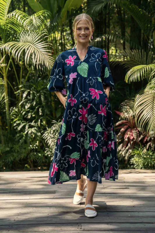 Sabre V-Neck Dress in It's Amore sold by Adrift