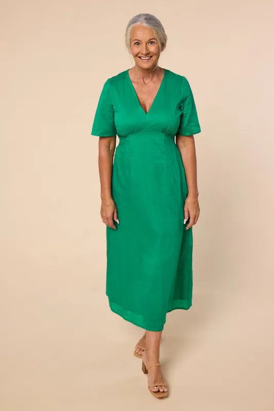 Farrah Midi Dress in Green sold by Adrift