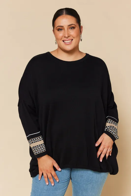Binky Checkered Jumper in Black sold by Adrift