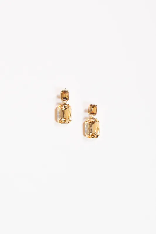 Rectangle Glass Stone Drop Earrings in Champagne sold by Adrift