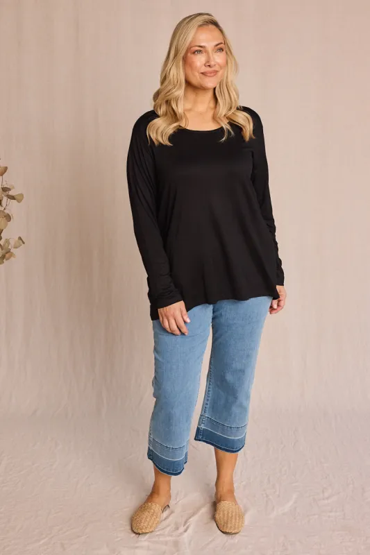 Long Sleeve Swing Tee in Black sold by Adrift