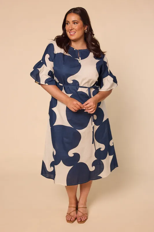 Tara Tie Dress in Davenport sold by Adrift
