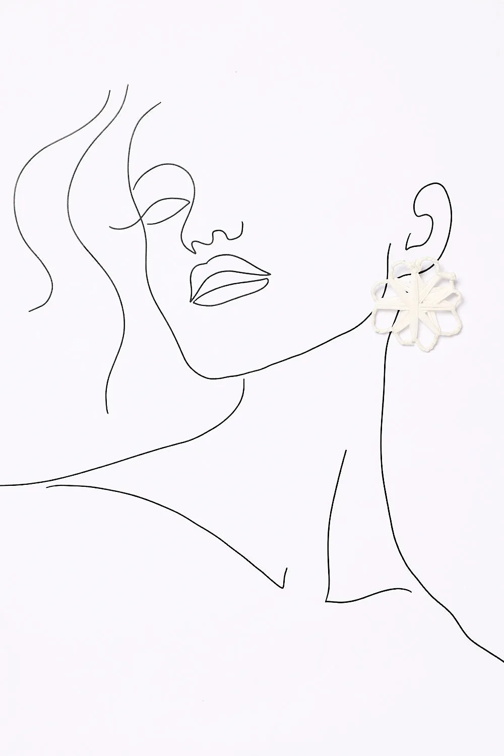 Raffia Woven Flower Earrings in White sold by Adrift product image thumbnail 2