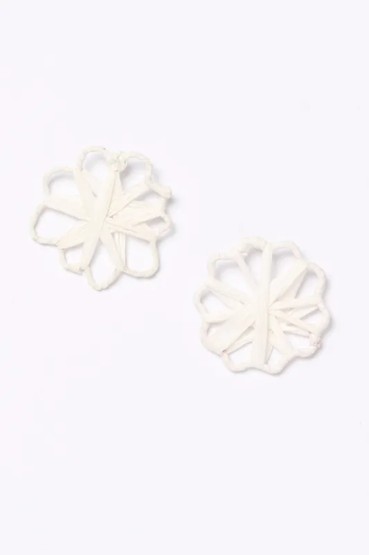 Raffia Woven Flower Earrings in White sold by Adrift