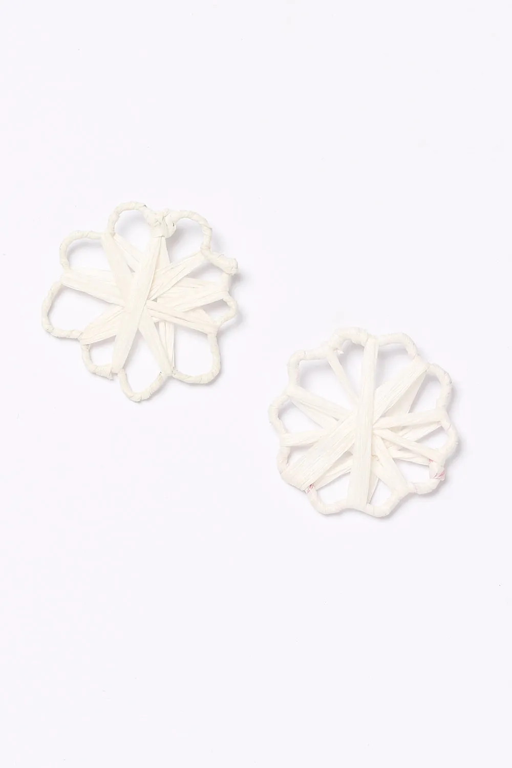 Raffia Woven Flower Earrings in White sold by Adrift