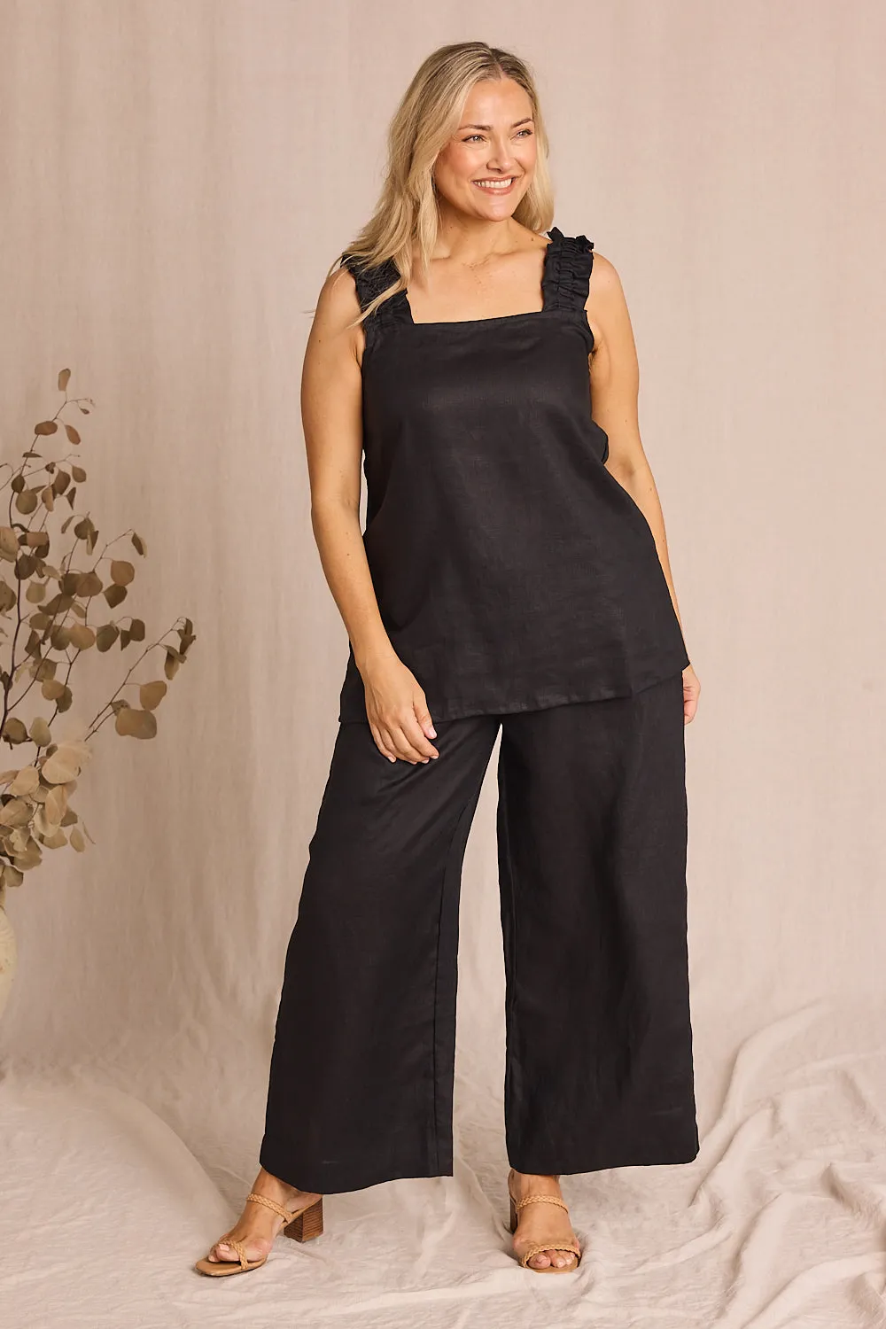 Claire Linen Summer Top in Black sold by Adrift product image thumbnail 3