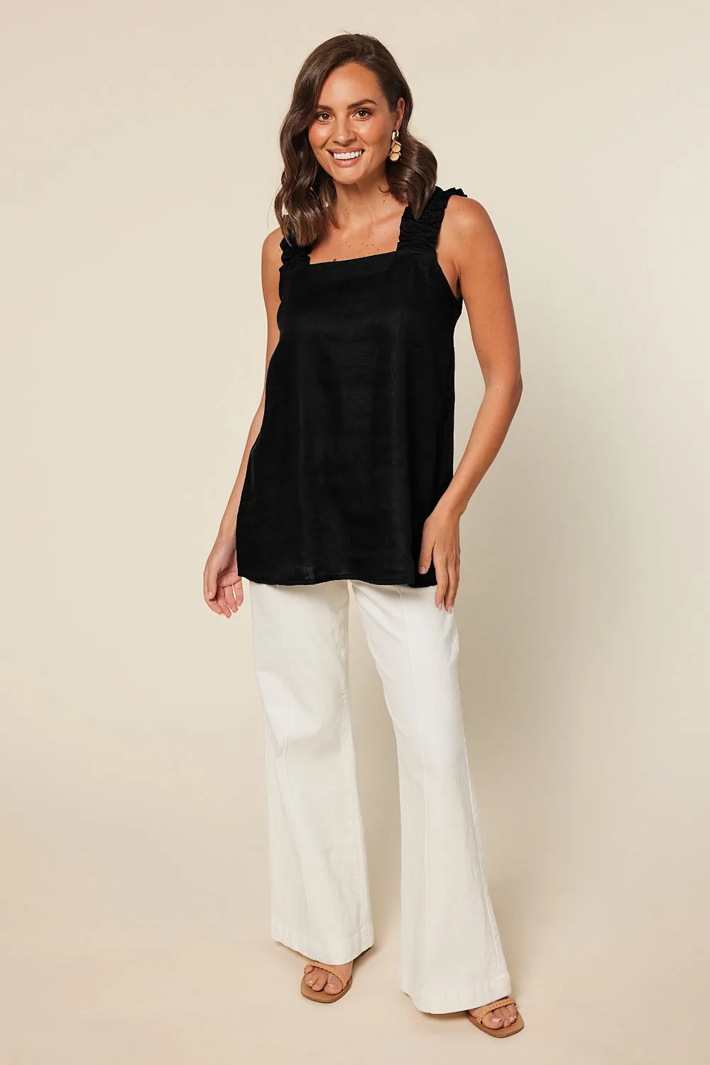 Claire Linen Summer Top in Black sold by Adrift product image thumbnail 2
