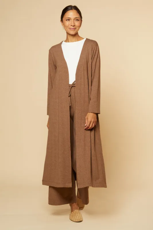Long Line Drape Cardigan in Chocolate sold by Adrift