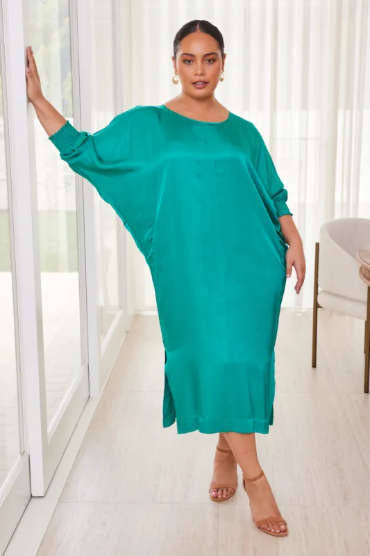 Willow Dress in Satin Jade sold by Adrift