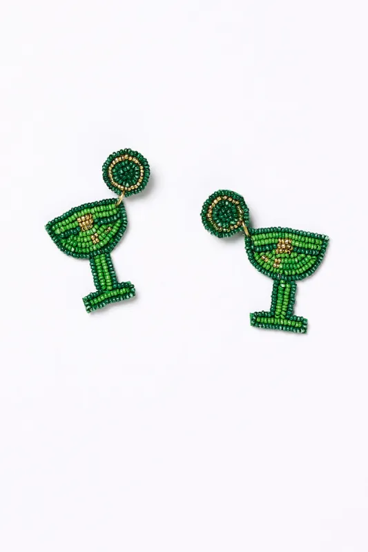 Martini Beaded Earrings in Green sold by Adrift