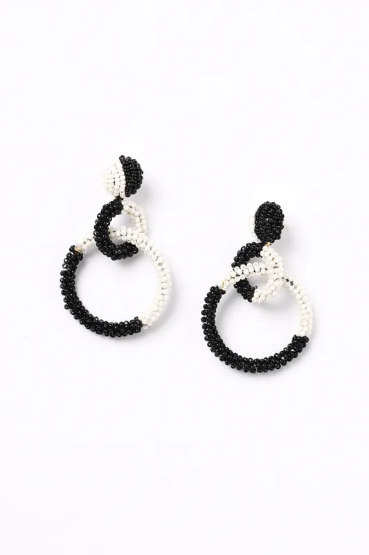 Interlocking Beaded Drop Earrings in Black and White sold by Adrift