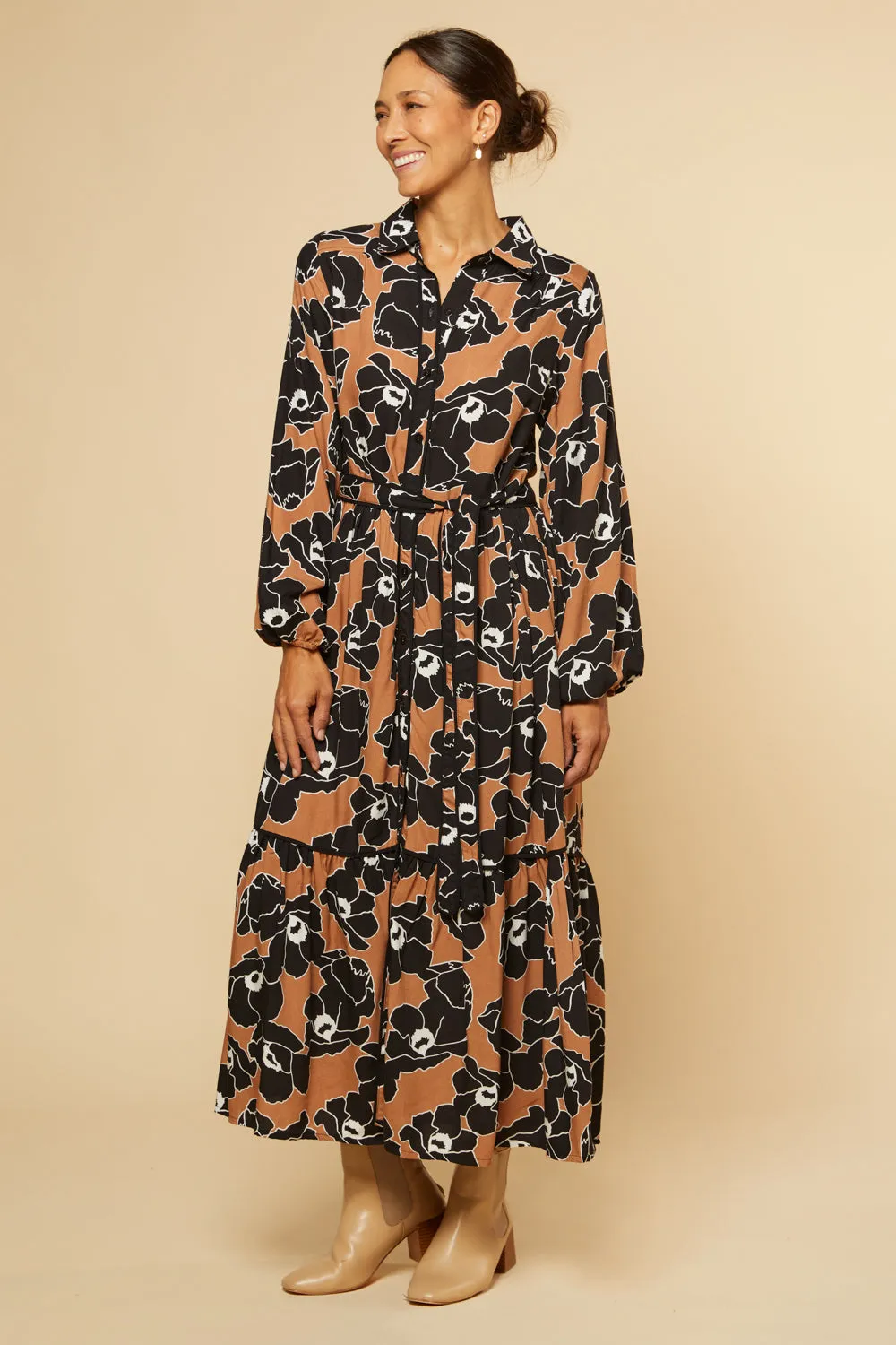 Ginette Billow Sleeve Maxi Dress in Autumn Lily sold by Adrift product image thumbnail 4