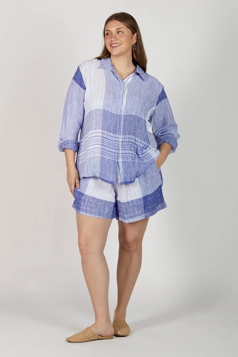Lizey A-Line Linen Short in Saori sold by Adrift product image thumbnail 5