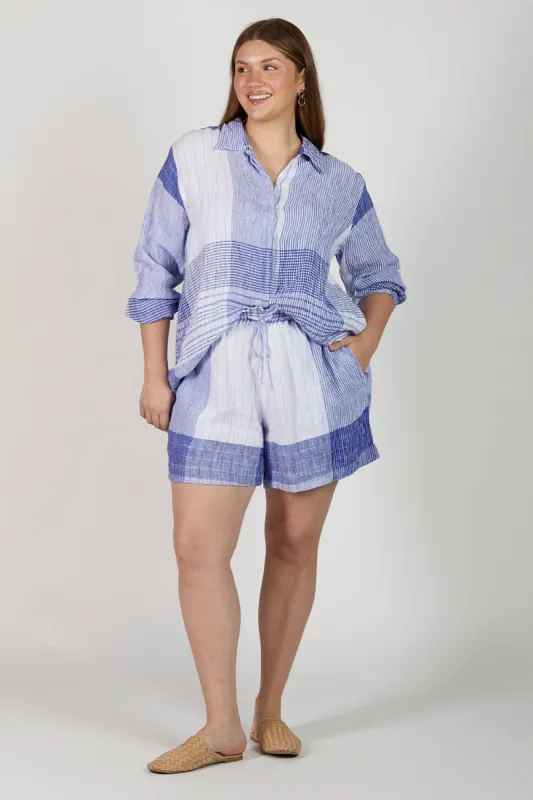 Lizey A-Line Linen Short in Saori sold by Adrift