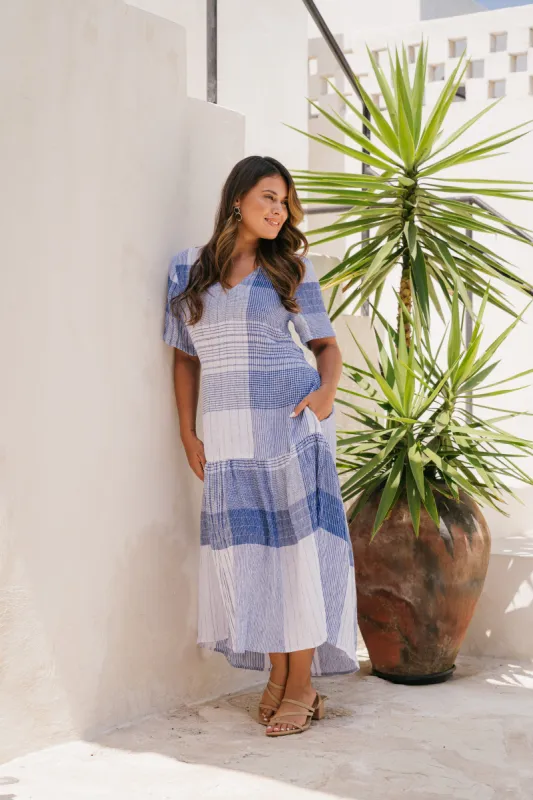 Sally Linen Maxi Dress in Saori sold by Adrift