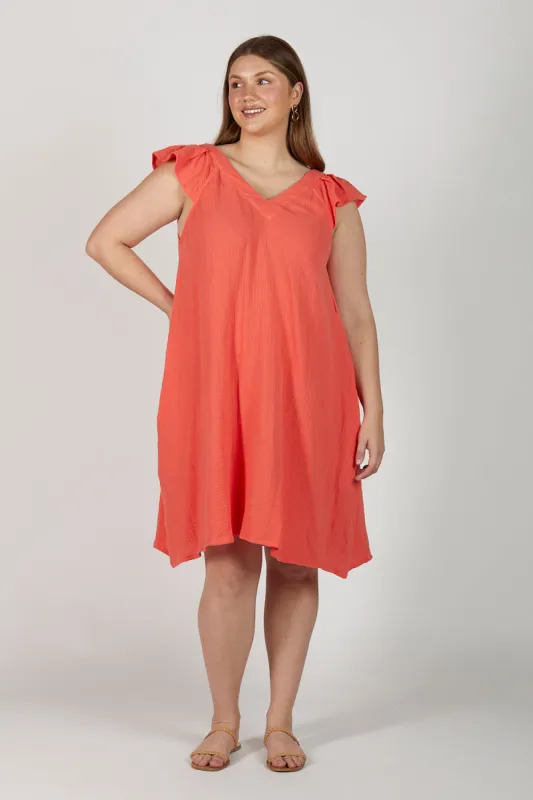 Rivka Crinkle Cotton Short Dress in Candlelight sold by Adrift
