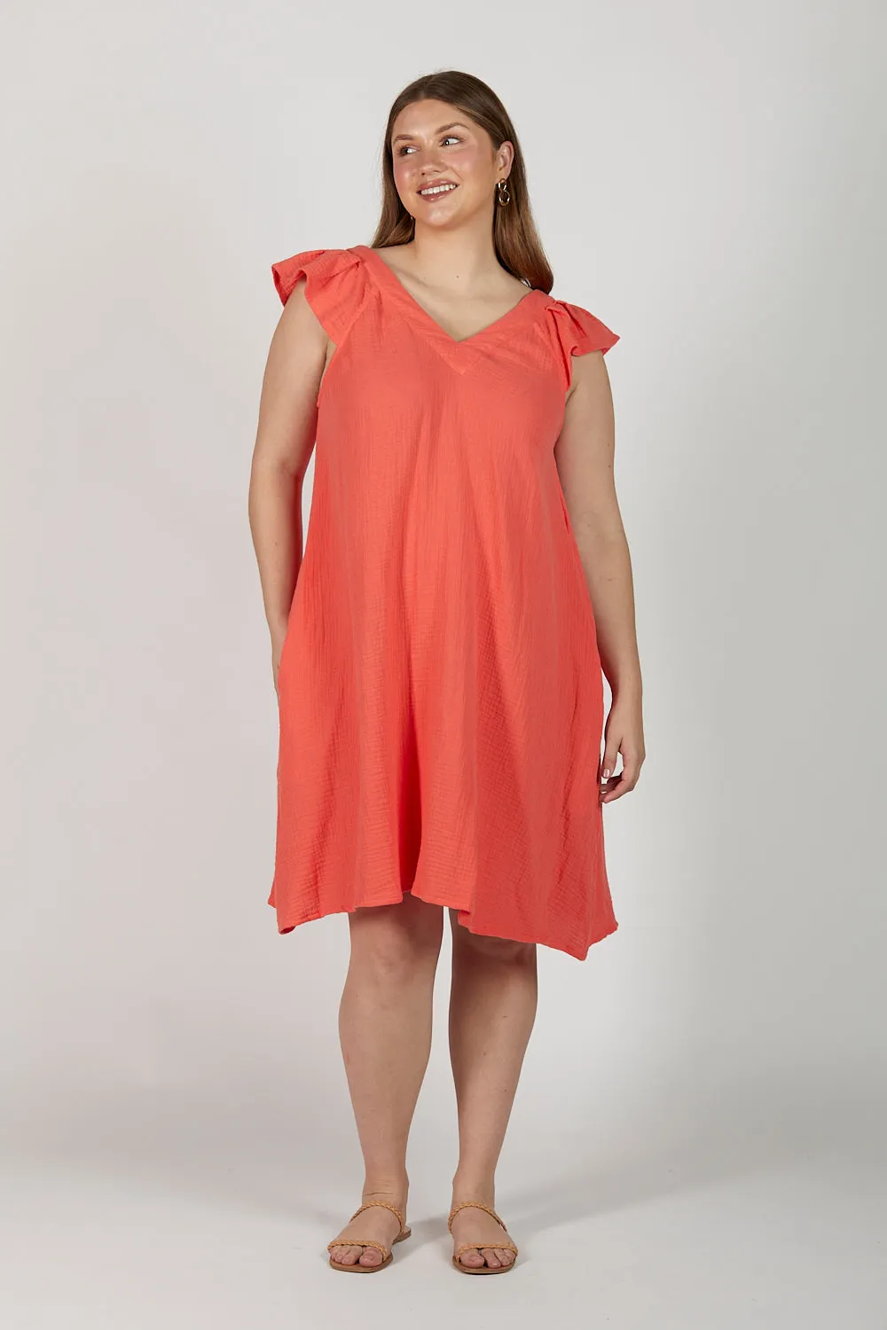 Rivka Crinkle Cotton Short Dress in Candlelight sold by Adrift product image thumbnail 4