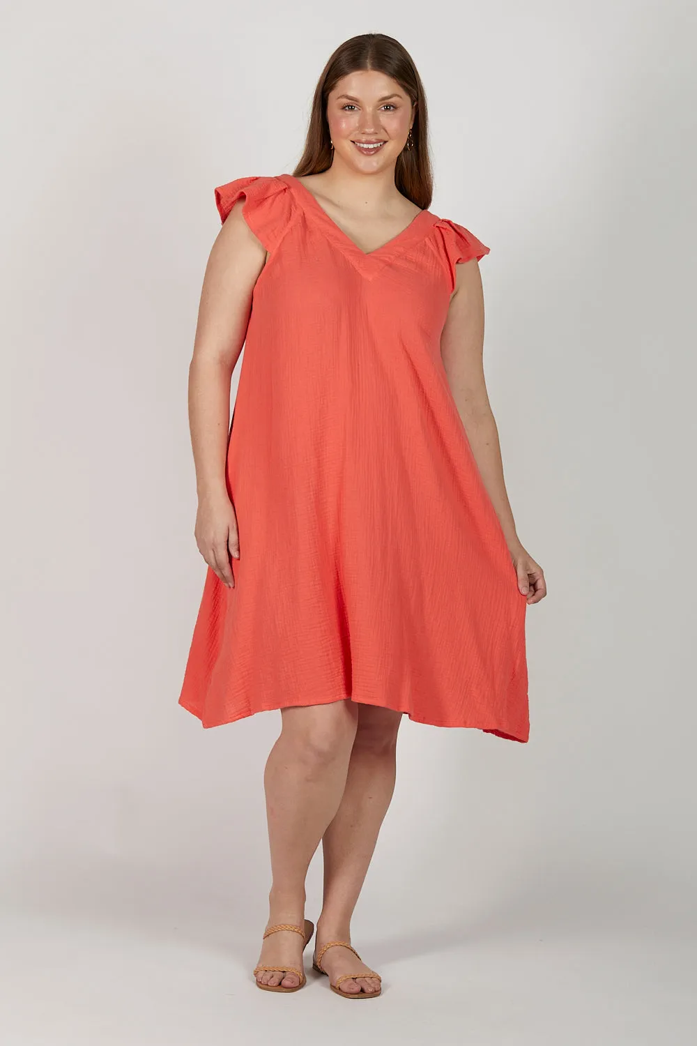 Rivka Crinkle Cotton Short Dress in Candlelight sold by Adrift product image thumbnail 3