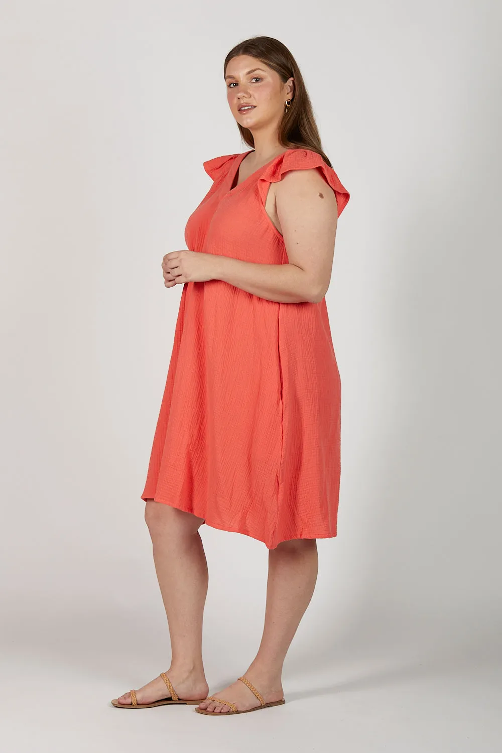 Rivka Crinkle Cotton Short Dress in Candlelight sold by Adrift product image thumbnail 5