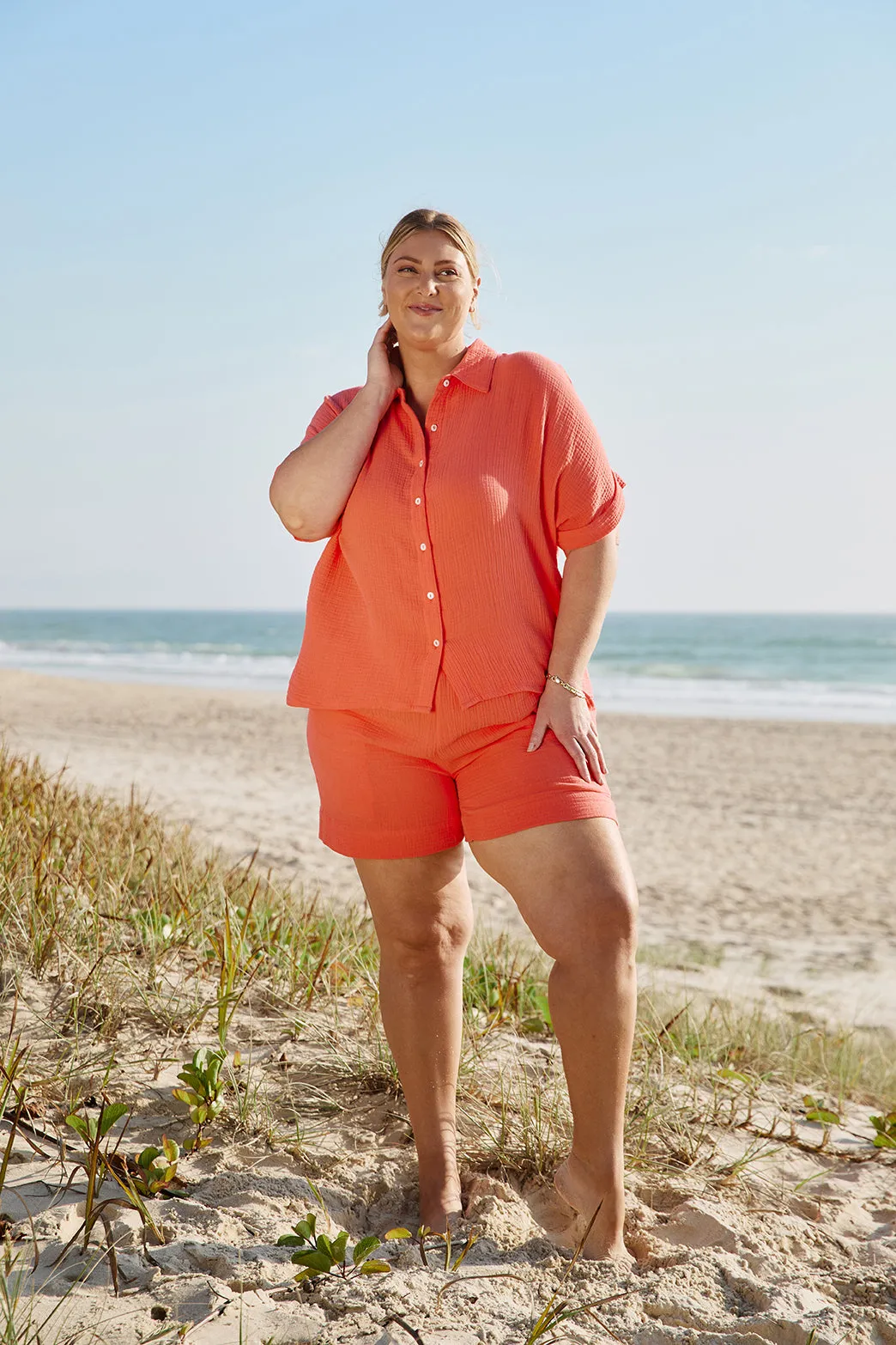 Breezy Crinkle Cotton Relaxed Shorts in Candlelight sold by Adrift product image thumbnail 3