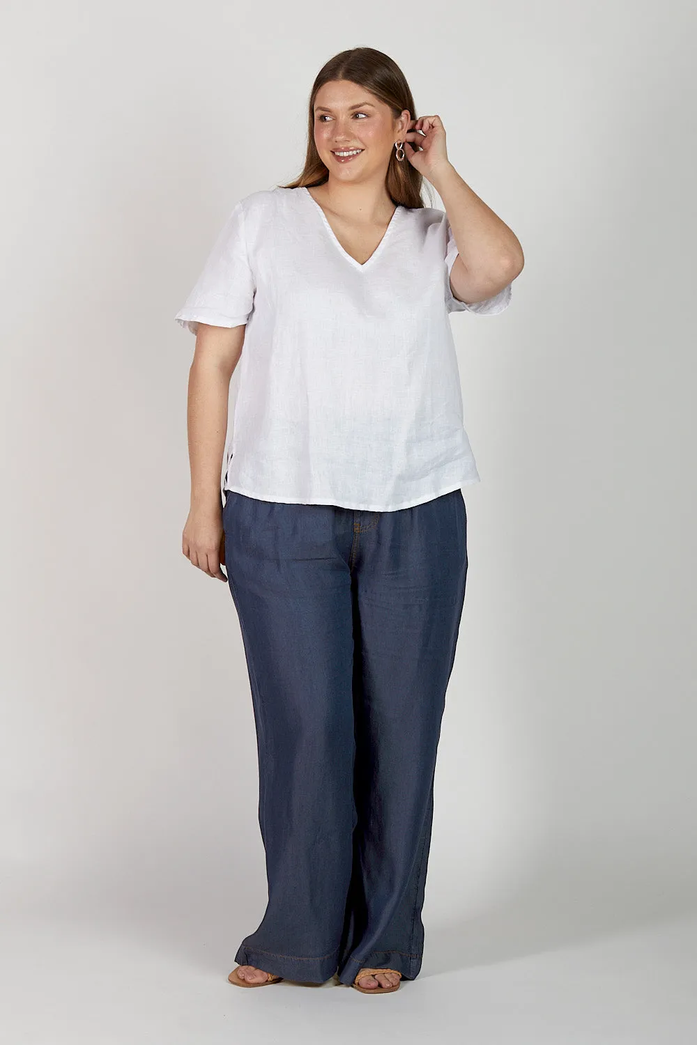 Tamara Flutter Sleeve Linen Top in White sold by Adrift product image thumbnail 5