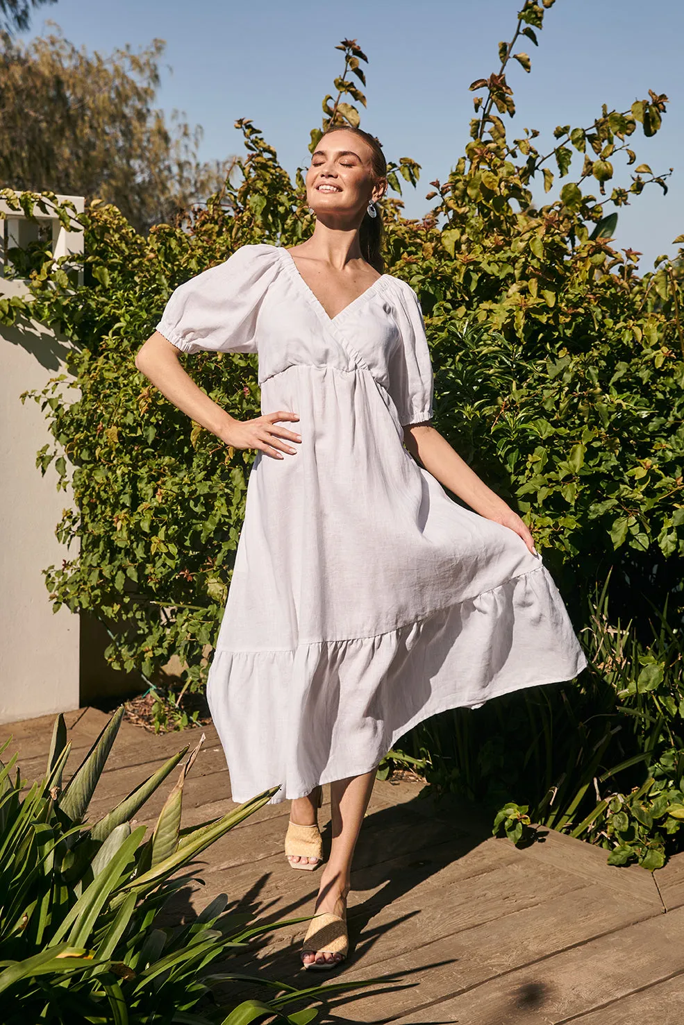 Alison Linen Maxi Dress in White sold by Adrift product image thumbnail 3