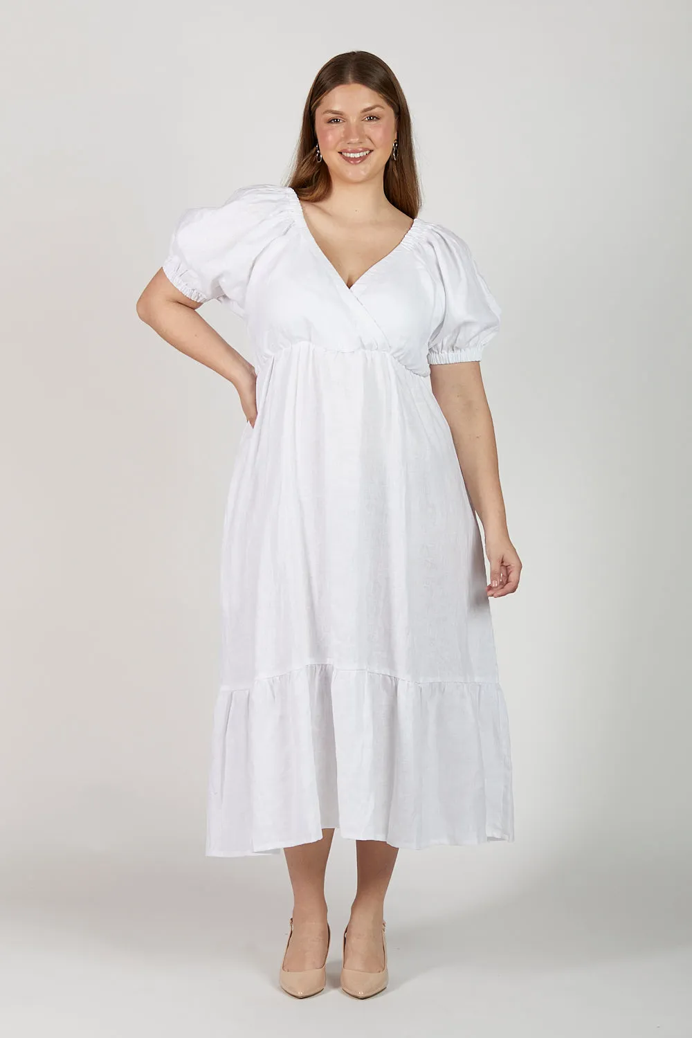 Alison Linen Maxi Dress in White sold by Adrift product image thumbnail 2