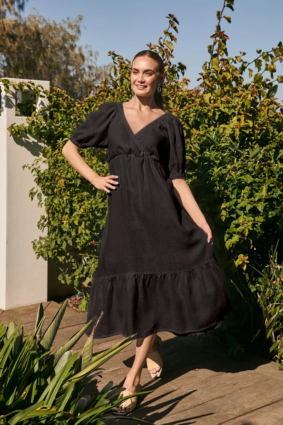 Alison Linen Maxi Dress in Black sold by Adrift product image thumbnail 5