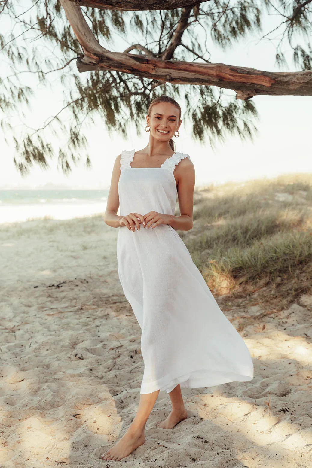 Claire Maxi Linen Dress in White sold by Adrift product image thumbnail 5