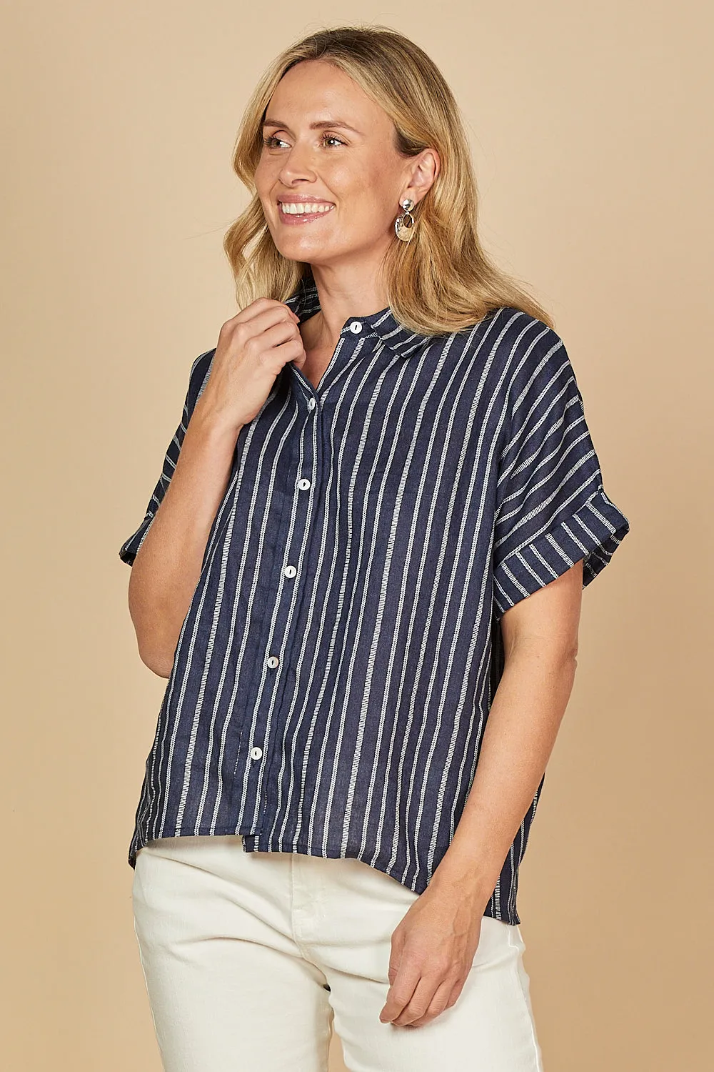 Carmen Linen Shirt in Boathouse sold by Adrift product image thumbnail 4