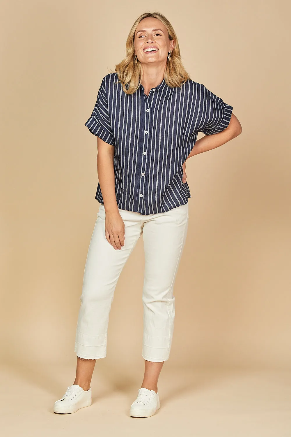 Carmen Linen Shirt in Boathouse sold by Adrift product image thumbnail 3