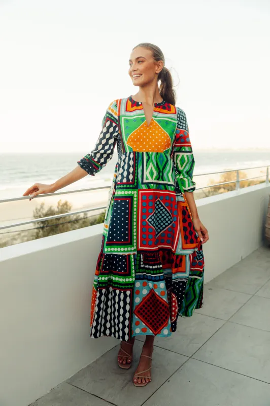 Sabre V-Neck Dress in Arthouse sold by Adrift