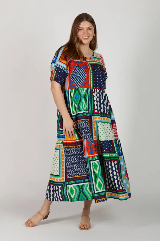 Minden Shirred Dress in Arthouse sold by Adrift