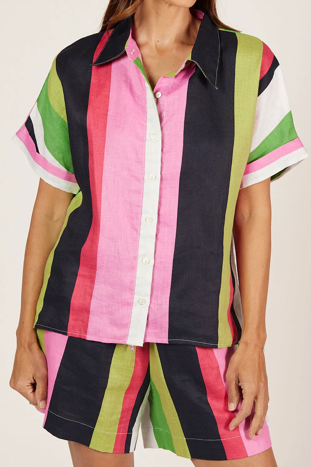 Carmen Linen Shirt in Treviso Stripe sold by Adrift product image thumbnail 3