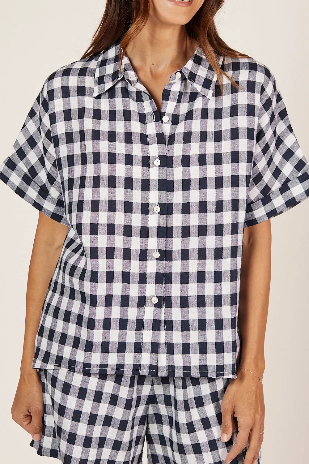 Carmen Linen Shirt in Treviso Navy sold by Adrift product image thumbnail 3