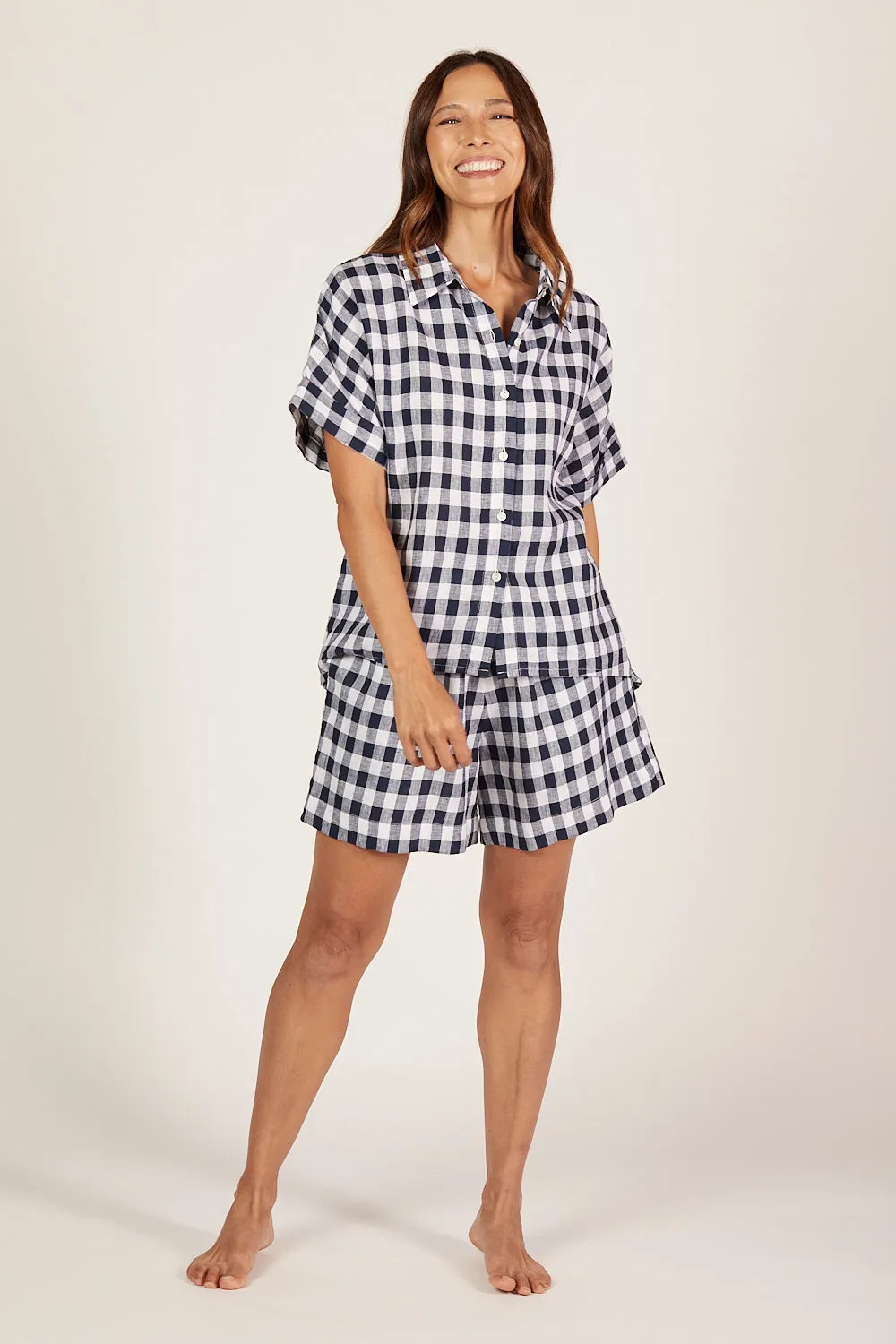 Carmen Linen Shirt in Treviso Navy sold by Adrift product image thumbnail 2